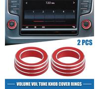 Voiture A/C Bouton Anneau Couverture Climate Contrôle Anneau Couvertures Rouge (Paquet de 2)