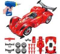 Voiture À Construire Pour Enfants 3+ Ans, Kit De Construction 24 Pièces Avec Perceuse Électrique, Jouet F1 Éducatif Avec Lumières Led Et Sons, Voiture Démontable, Cadeau Pour Garçons (Rouge)