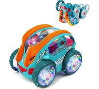 Voiture à Engrenages Dynamique avec lumières LED, Voiture Musicale Lumineuse Colorée pour Enfants, 360°Rotation Jouet de Voiture électrique Transparent, Jouet Cadeau pour Garçon Fille 3-12 Ans
