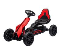 Voiture à Pédales Enfant 3-8 Ans Gokart Rouge Siège Réglable Frein à Main 100x58x58.5 cm