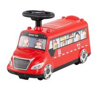 Voiture à Pousser Enfant DREAMADE Bus Scolaire Porteur avec Musique, Volant, Rangement sous le Siège, pour 19 à 36 Mois, Rouge
