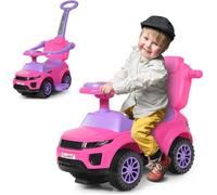 Voiture à Pousser Enfant Porteur Bébé 3-en-1 DREAMADE avec Poignée Amovible, Lumières et Musique, Rose