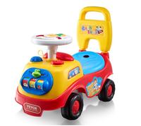 Voiture à Pousser-VEVOR-1 à 3 Ans-Jouet à Monter Assis pour Se Tenir Debout-Volant Musical-Klaxon et Rangement Sous Le Siège-Rose