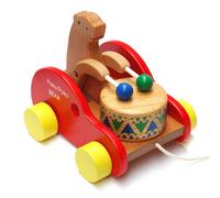 Voiture à tambour en bois, jouet éducatif pour la petite enfance, jeu d'interaction Parent-enfant