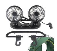 Voiture à ventilateur double tête,ventilateur double pour voiture, AC portable pour voiture silencieux, Climatiseur et climatiseur portables, ventilateur de voyage, rotatif à 360 ° pour bureau, bateau