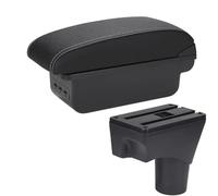 Voiture Accoudoirs Pour Nissan March Micra K13 2010-2022 Accoudoir Voiture Boîte Rangement, Pièces Rénovation Accoudoir Double couche(B Black white 3USB)