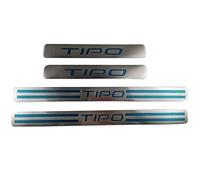 Voiture Acier Inoxydable Seuil Porte Plaques pour FI-at Tipo, 4 Pièces Threshold Bar Protection Autocollant Anti-Rayures Anti-Dirty Plinthes Pédale,Silver