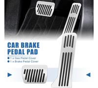 Voiture Auto Pied Pédale Coussinet Gaz Frein Pédale Couvercle Kit Argent Tonalité Noir