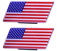 Voiture Avant De Calandre D'emblème 2pcs Aluminium Drapeau Américain Grille Emblème Carcarte De Voiture Universelle De Mode De Mode Décor De Style Voiture