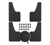 Voiture Bavette Garde Garde-Boue Accessoires Universels Garde-boue Noirs Et Rouges Effet Fibre De Carbone, Bavettes Moulées, Protection D'aile Avant Et Arrière(4pc black)