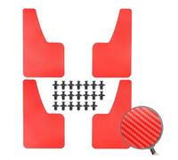 Voiture Bavette Garde Garde-Boue Accessoires Universels Garde-boue Noirs Et Rouges Effet Fibre De Carbone, Bavettes Moulées, Protection D'aile Avant Et Arrière(4pc red)