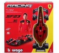 Voiture Bburago Kit à monter Racing F1 SF 2023 avec casque et support Ferrari Leclerc Multicolore G
