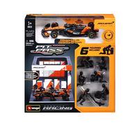 1/43 Bburago Pit-Stop McLaren MCL39 (véhicule + figurines mécaniciens + paddock + accessoires) #4 Norris