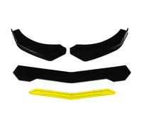 Voiture Becquets Avant Pare 5 Pièces/Ensemble Universel Voiture Pare-Chocs Avant Lèvre Menton Spoiler Séparateur Diffuseur Corps Kit Noir Carbone Impression Extérieur(Jaune)