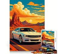 Voiture Blanche sur la Route de Las Vegas Puzzle de 1000 pièces pour Adultes pour stimuler l'esprit se détendre et Passer Un Bon Moment Verrouillage sécurisé Idée Cadeau de Noël (38x52cm)