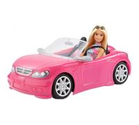 Voiture Cabriolet - BARBIE - Barbie et son Cabriolet - Rose scintillant - Pneus réalistes - 2 pièces