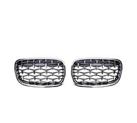 Voiture Calandre Pour BMW Pour X5 Pour X6 Pour E70 Pour E71 2008-2013 Grille Pare-chocs Avant Voiture Rein En Diamant Grilles Style Météore Chromées(Argent)
