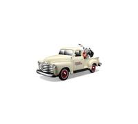Tobar Voiture miniature Maisto Chevrolet 3100 Pick-up 1950 1:24 avec moto Blanc