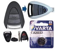 Voiture clé pièces du kit de réparation Enceinte avec 2 Boutons + Blanc + HAA Batterie Compatible avec Porsche 911 997 987 Boxster Cayman