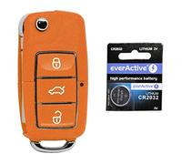 Voiture clé télécommande 1x sous 3 Boutons + Orange, hôtel Vide a 66 + 1x CR2032 VW Skoda Seat