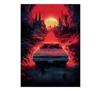 Voiture Coucher De Soleil Rue 1000 Pièces Mini Puzzle pour Adultes | 38x26cm Carton Débutants Jeu De Cerveau Puzzle Fait Main Détente D'esprit Cadeau D'anniversaire