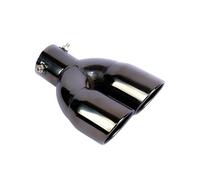 Voiture Courbé Tuyau D'Extrémité De Pointe Sortie Double Embout D'échappement 2.5 Pouces Silencieux En Titane Noir Tuyau Incliné Acier Inoxydable Poli Buse D'entrée 60Mm(Straight)
