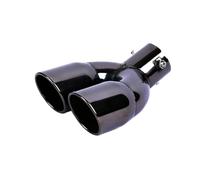 Voiture Courbé Tuyau D'Extrémité De Pointe Sortie Double Embout D'échappement 2.5 Pouces Silencieux En Titane Noir Tuyau Incliné Acier Inoxydable Poli Buse D'entrée 60Mm(Curved)