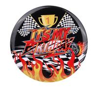 Voiture Course Anniversaire Pins, It’s My BirthdayBouton Badge avec Drapeau à Damier Feu Design pour Garçons Enfants Voiture de Course Thème Fête Faveurs & Décoration Fournitures