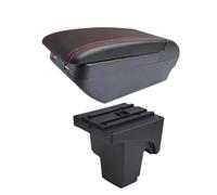 Voiture Coussin D'Accoudoir Accoudoir Voiture en Cuir PU pour Focus 3 Mk3 2011 2012 2013 2014 2015 2016 2017 2018 2019 2020 Boîte Rangement Accessoires(H Red Line 4USB)
