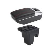 Voiture Coussin D'Accoudoir Accoudoir Voiture en Cuir PU pour Focus 3 Mk3 2011 2012 2013 2014 2015 2016 2017 2018 2019 2020 Boîte Rangement Accessoires(A Red Line NO USB)