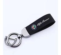 Voiture Cuir Suédé Porte-clés, pour Alfa Romeo Stelvio 4C Mito Giulietta avec Logo Pendentif Clé Multifonction Accessoires, Black Style-a