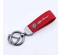 Voiture Cuir Suédé Porte-clés, pour Alfa Romeo Stelvio 4C Mito Giulietta avec Logo Pendentif Clé Multifonction Accessoires, Red Style-a