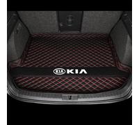 Voiture Cuir Tapis de Coffre pour KIA Stinger 2018-2024, Protection Tapis de Coffre Antidérapant Tapis de Coffre Arrièr Liner Coffre Tapis Sol Intérieurs Accessoires, Black Red