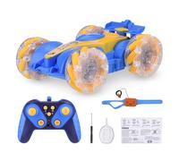 Voiture de Cascade à Distance télécommandée, Voiture à 360 ° à 360 ° avec Les lumières LED Effet de pulvérisation Gesture Contrôle RC Véhicule pour Les Enfants (Bleu Clair)