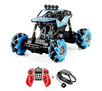 Voiture De Cascade Sur Chenilles Rc Tout-Terrain À 4 Roues Motrices 2,4 Ghz, Bleu