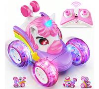 Voiture de cascades radiocommandée Licorne 360°, voiture de cascades 4 roues motrices radiocommandée, voiture radiocommandée à double face avec lumières LED, voiture jouet électrique 2,4 GHz, cadeaux 