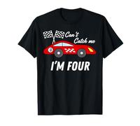 Voiture de Course 4e Anniversaire Can't Catch Me I'm 4 Four Year Old Boy T-Shirt