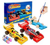 Voiture de Course Bricolage Kit pour Enfant, 3 Pièces Voiture en Bois Activite Manuelle pour Construire et Peindre, Jeu Bricolage Kit de Loisir Creatif pour Garçons Filles 3+ Ans