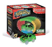 Voiture de Course Lumineuse Sam Le Pilote pour Circuit Lightning Speedy et 30 Rails luminescents