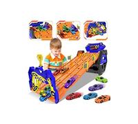 VATOS Voiture de Course Portable avec 5 Voitures et Piste de course Véhicule de Porteur Jouets pour Enfants de 3+ Ans