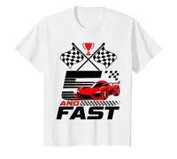 Voiture de Course Rouge pour 5e Anniversaire avec Inscription « I'm Five and I'm Fast » T-Shirt