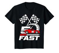 Voiture de Course Rouge pour 5e Anniversaire avec Inscription « I'm Five and I'm Fast » T-Shirt