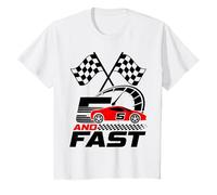 Voiture de Course Rouge pour 5e Anniversaire avec Inscription « I'm Five and I'm Fast » T-Shirt