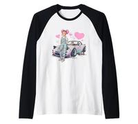 Voiture de course Tokyo City Retro Synthwave, Japon, Tokyo Manche Raglan