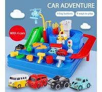 Voiture De Dessin Animé Écrasée À Travers Les Barrières, Jouet Éducatif Pour Enfants, Grande Aventure, Jouet Coulissant Inertiel