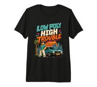 Voiture de Jeu rétro Amusante Low Poly High Trouble T-Shirt Haut de Gamme
