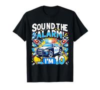Voiture de police 10e anniversaire garçon 10 policiers officiers T-Shirt