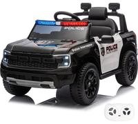 Voiture de police électrique pour enfants 12V - Ford Raptor - 1 à 5 ans - avec télécommande - Noir
