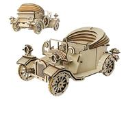 Voiture de Puzzle en Bois 3D - 8.27x4.53x4.33 Pouces Modèle mécanique pour Le développement de l' créatif, Relaxation avec Assemblage, véhicule Vintage pour Les Adultes Craft, Bois Naturel