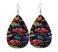 Voiture De Sport Colorée Et Stylée, Bolide De Course Boucles D'Oreilles En Cuir Double Face Boucle D'Oreille Légères Pendantes D'Oreille Pour Quotidien Femme